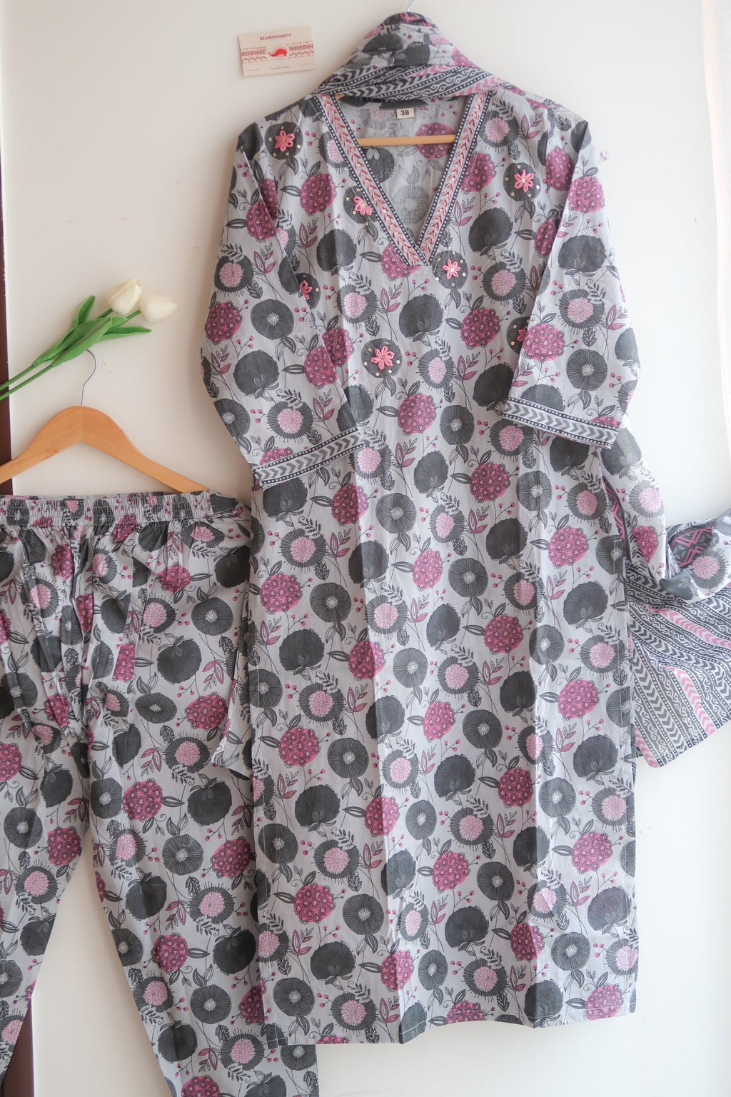 Grey Harmony Petals Suit Set