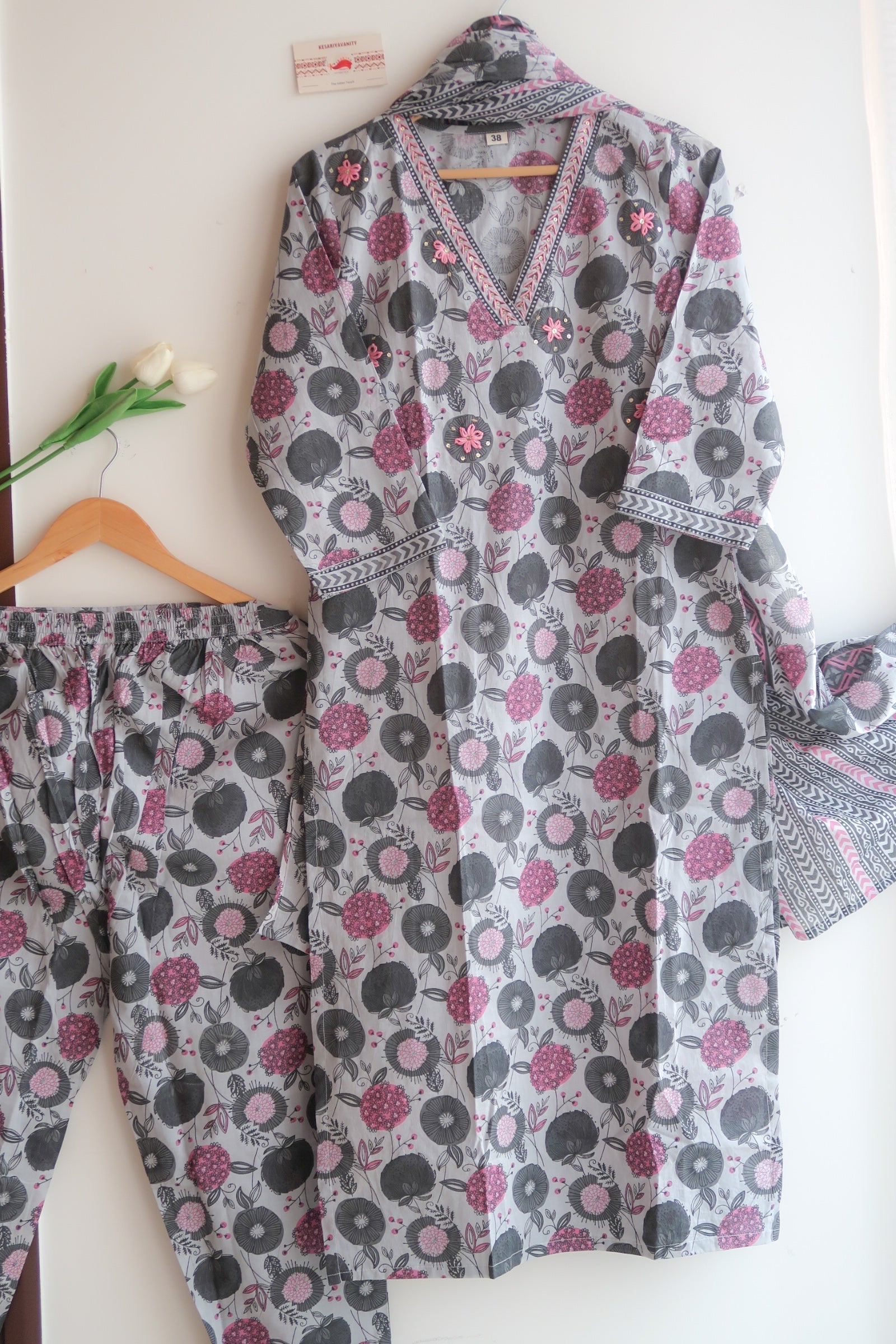 Grey Harmony Petals Suit Set