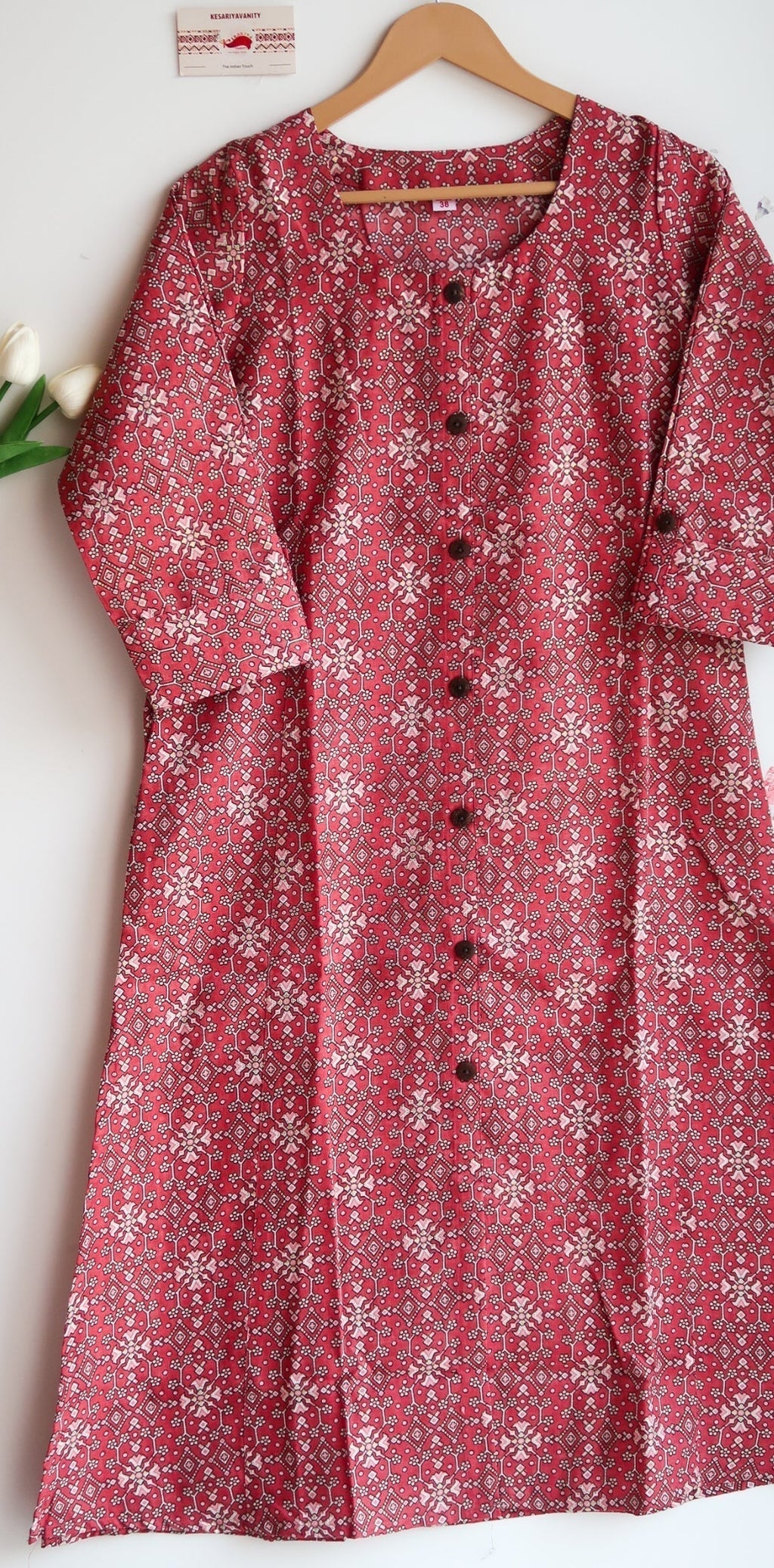 Scarlet Whispers Elegance Long Kurta