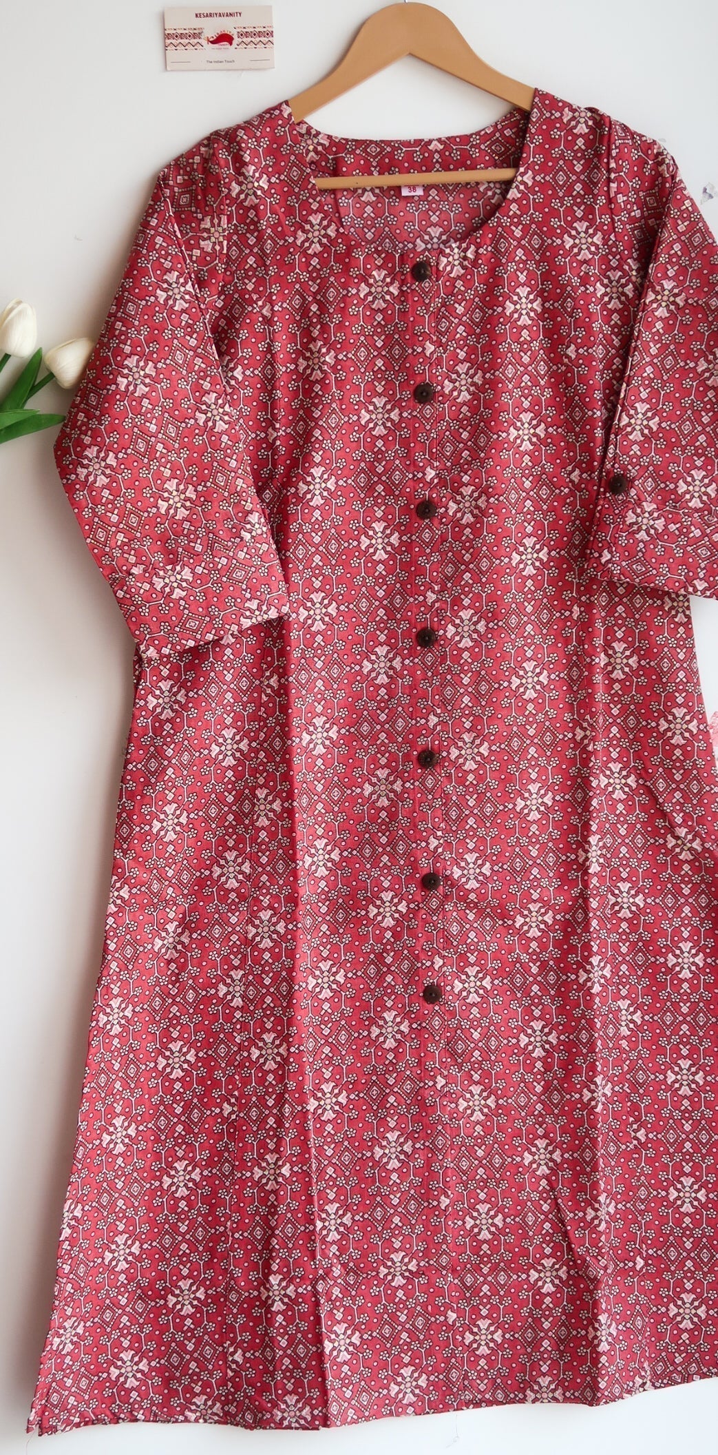 Scarlet Whispers Elegance Long Kurta