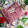 Rosy Brick Blossom Lace-Embellished Long Kurta