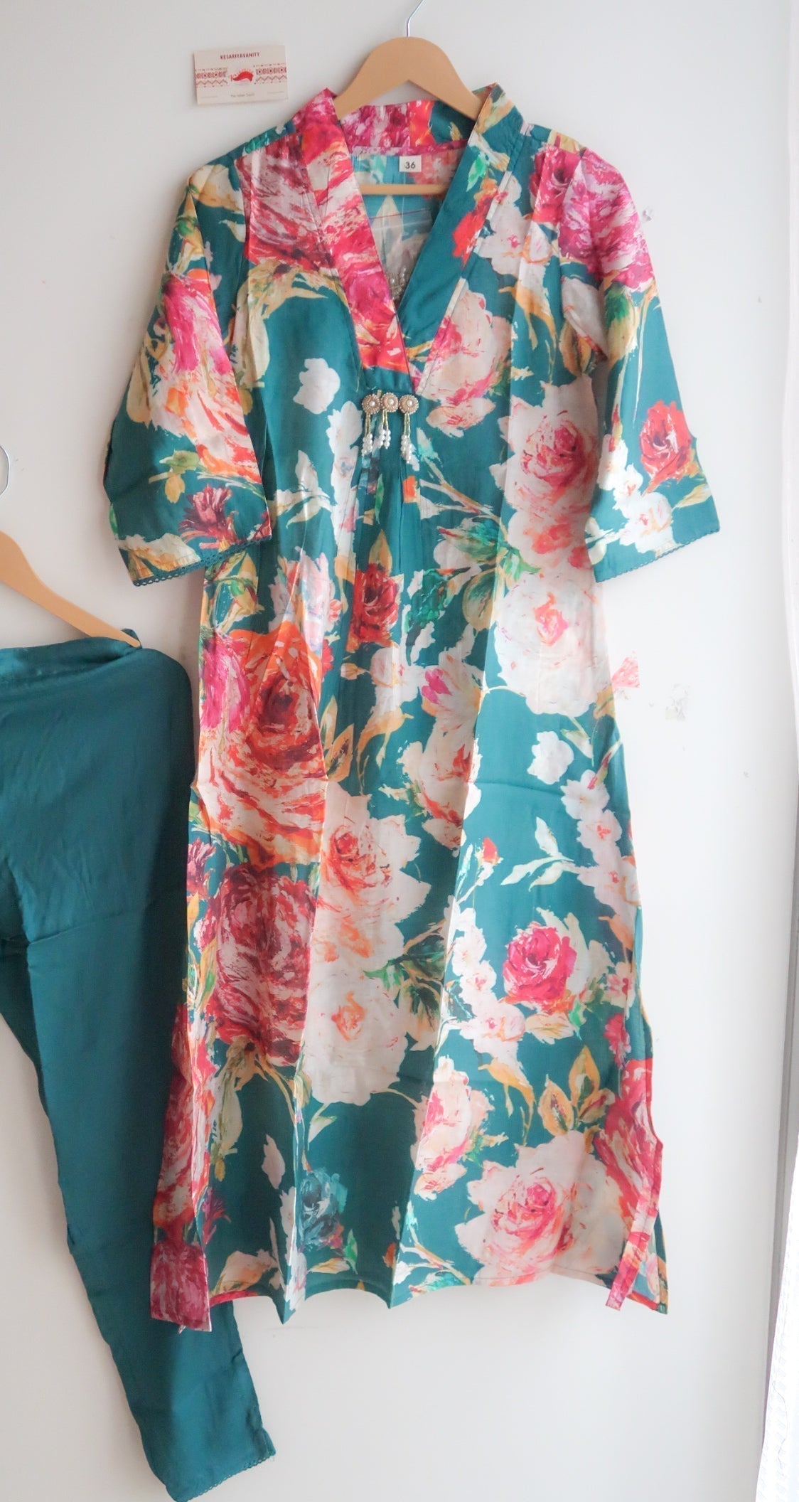Teal Serene Blossom Suit Set