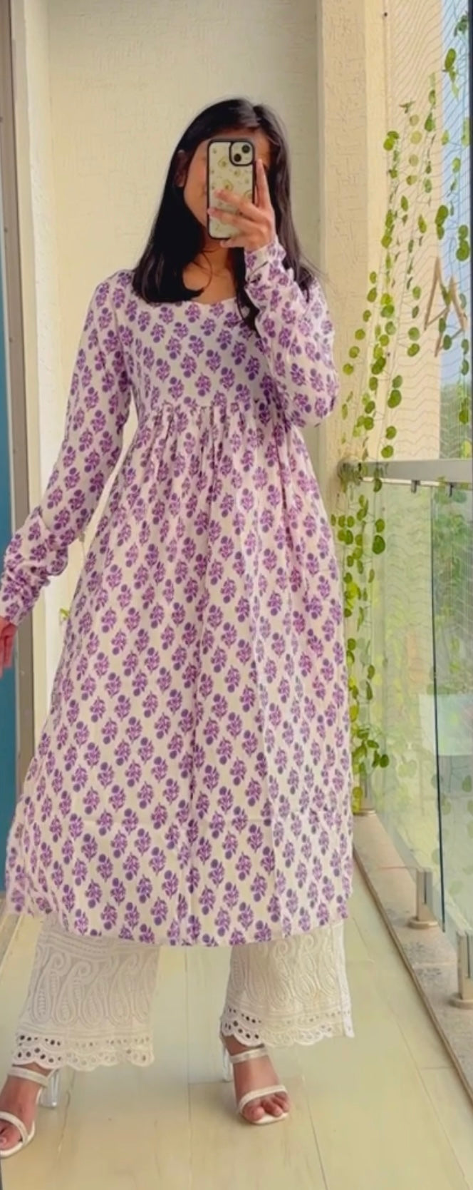 Lavender morning Churidaar Sleeves Long Kurta