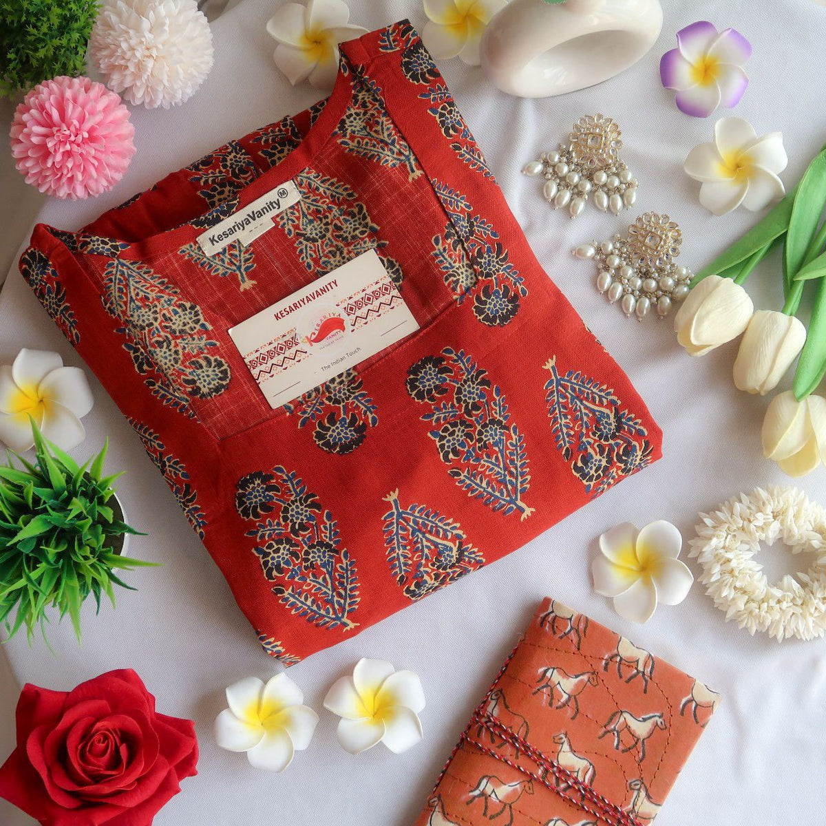 Pick me Red Churidaar Long Kurta -Vasant