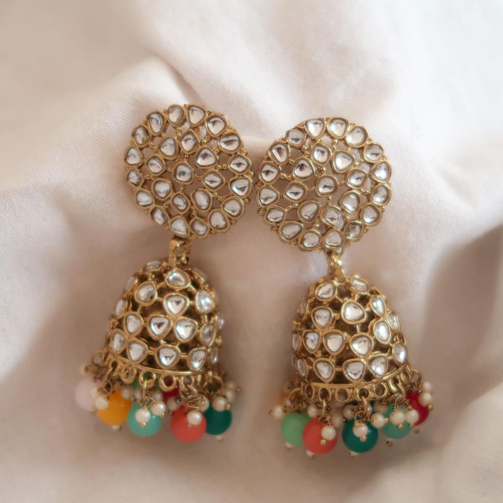 Opulent Pearl Symphony Kundan Jhumki Earrings