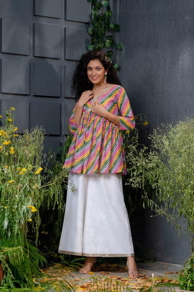 Golden Leheriya Indowestern Fusion Suit Set