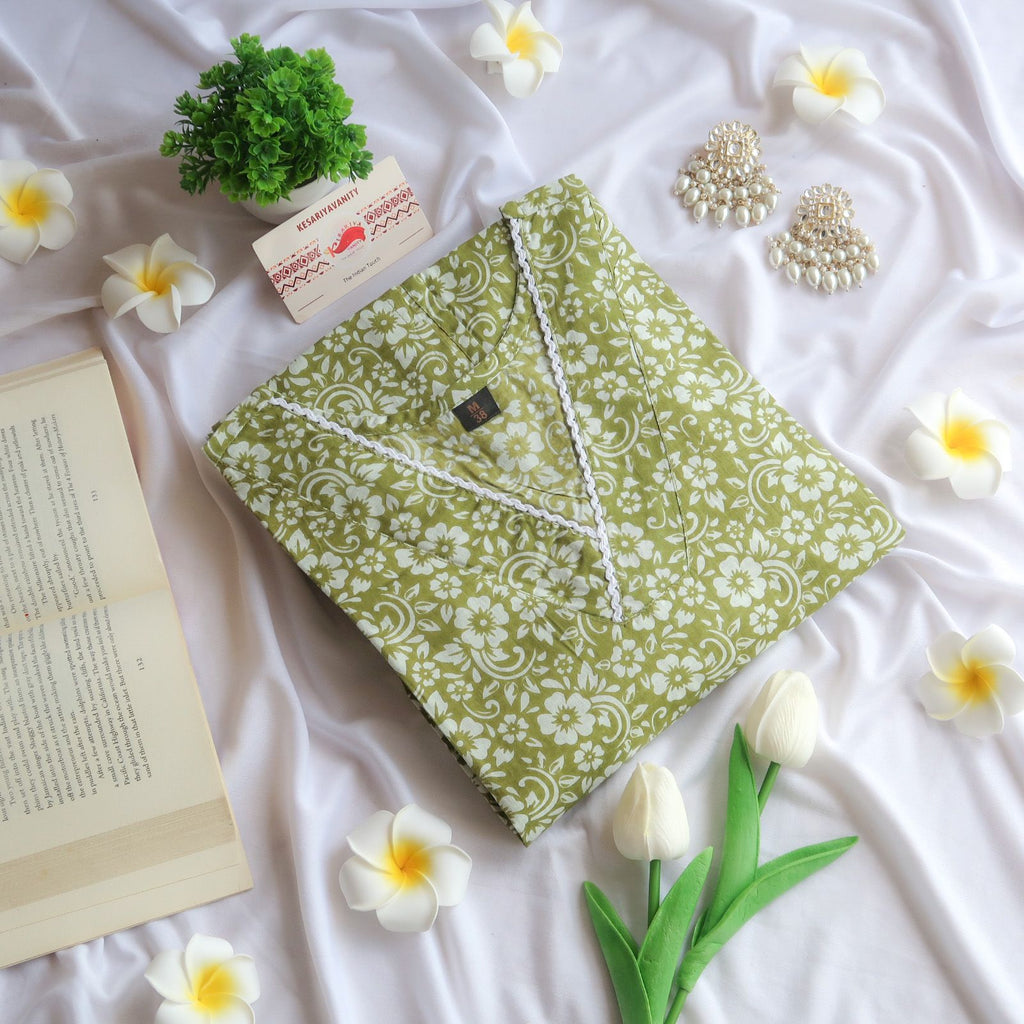 Olive Garden V-Neck Long Kurta