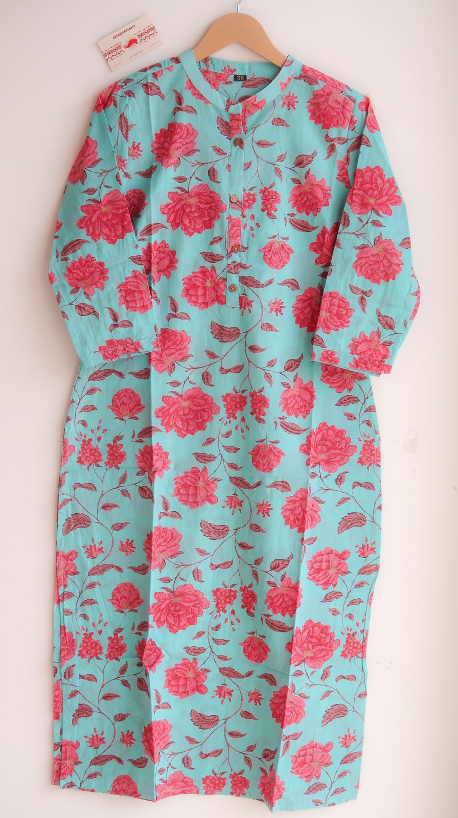 Turquoise Bloom Elegance Long Kurta