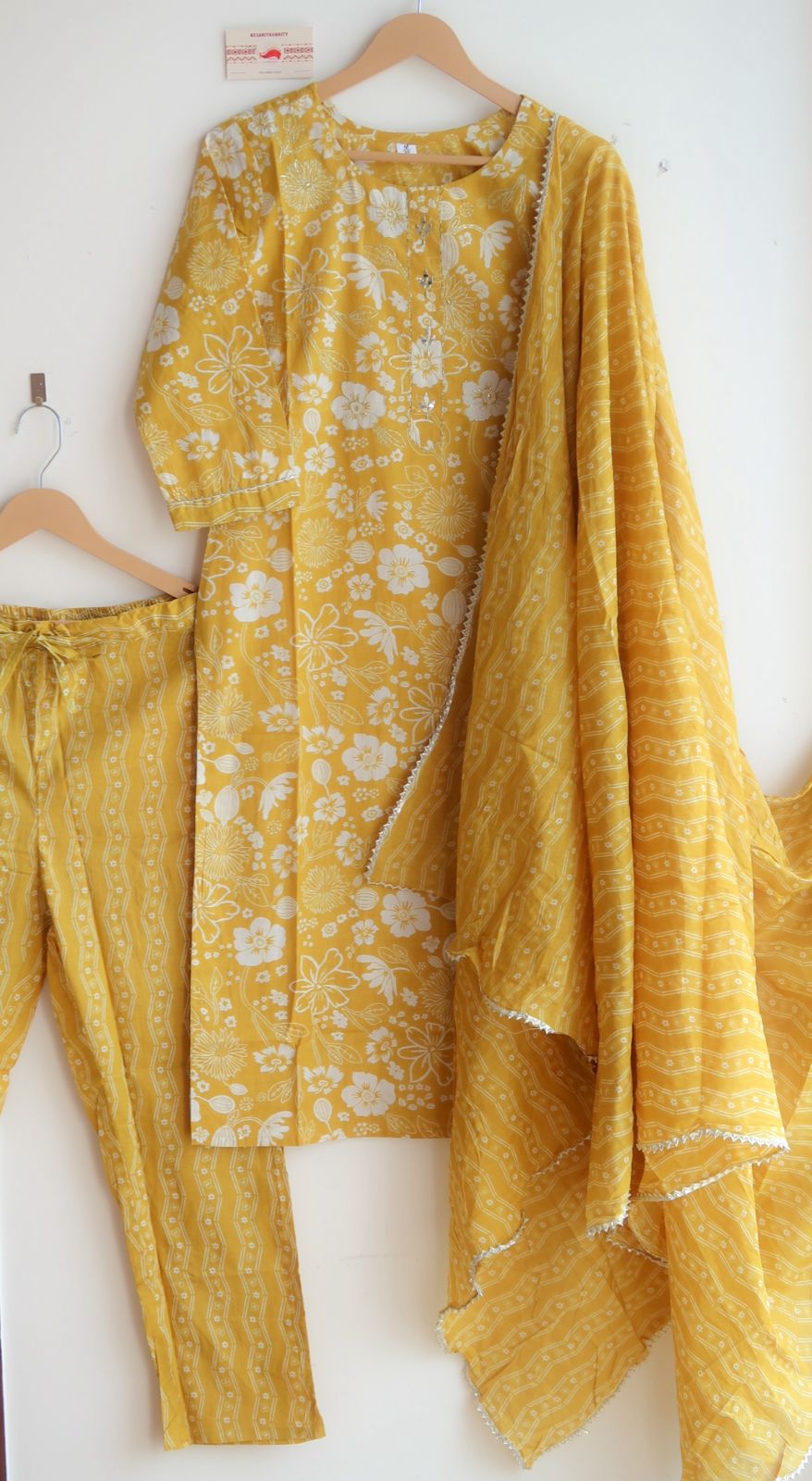 Golden Bloom Elegance Trio Suit Set