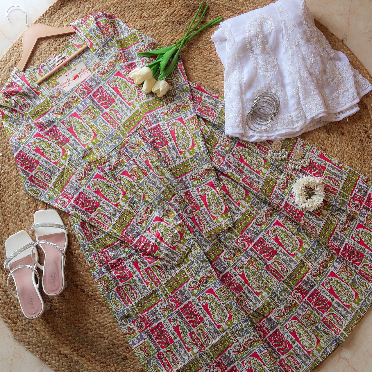 Mandala Retro Chudidar Long Kurta - Vasant