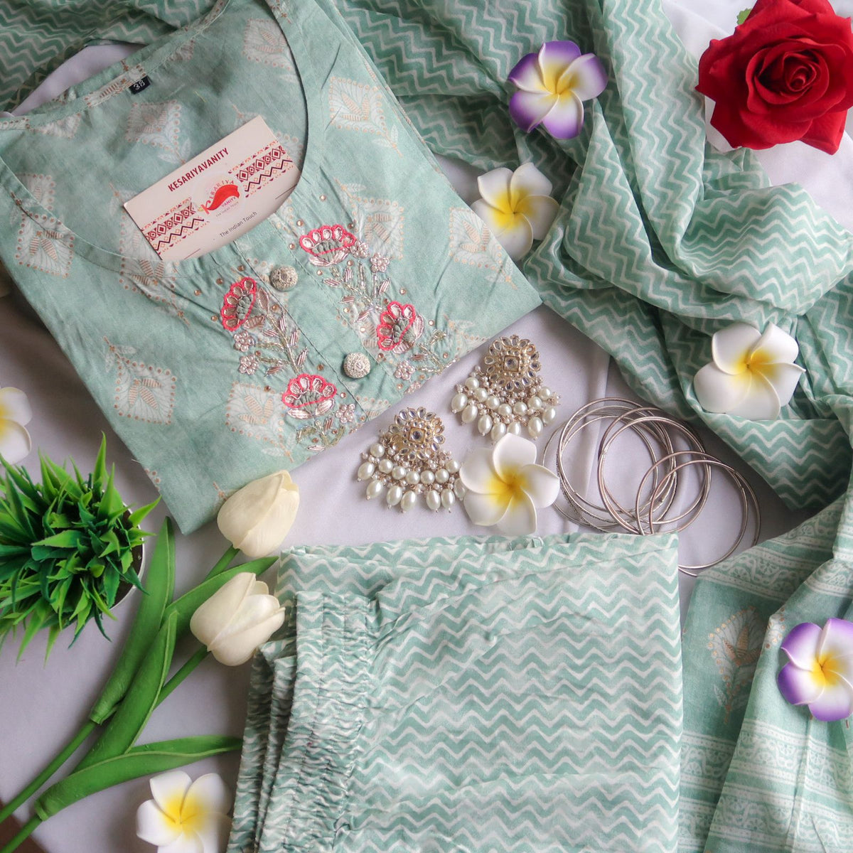 Mint Blossom 3-piece Suit Set
